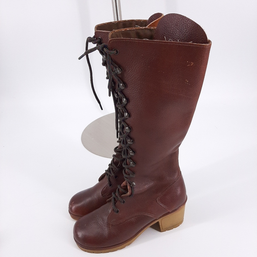 Vintage 70s leather lace up boots 7.5 b